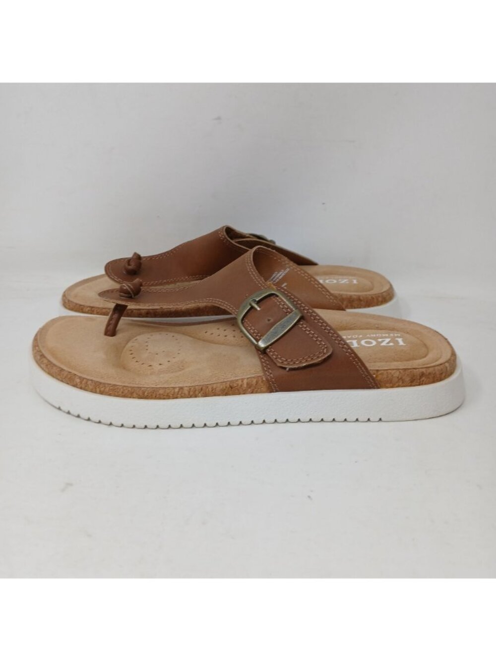 Izod Mens 7M Brown Memory Foam Sandals Adj Buckles Size 7M Casual Chanry #7-7 - Picture 4 of 11